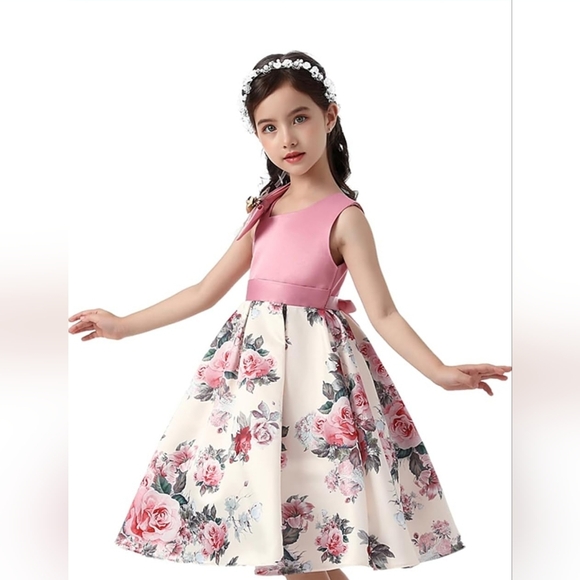 Size 2-3y Formal Girl Dress for Wedding Birthday Pageant Tea Party With Bow - Picture 2 of 7